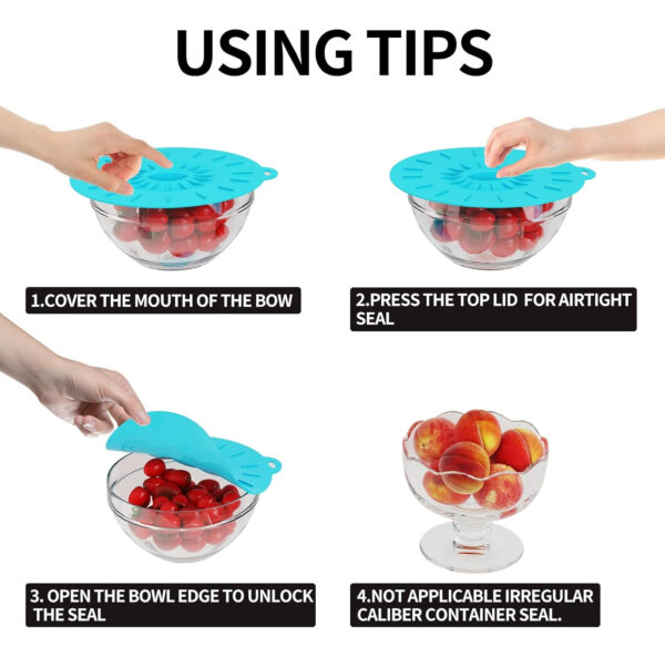 Silicone lids hanging on wall hooks for easy kitchen storage