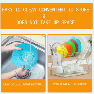 Silicone lid used as microwave splatter cover on food container